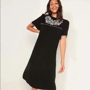 Embroidered Midi Swing Dress
